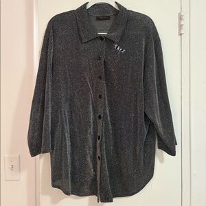 Vintage Sparkly Button Down with Dragon Fly detail
